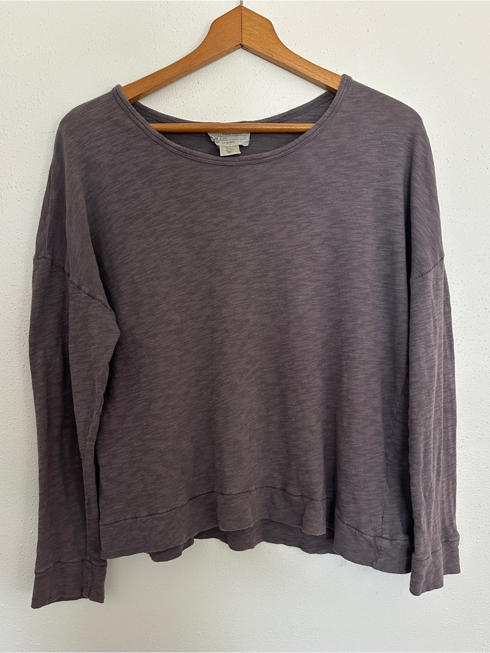 Maison Cinqcent Gray Burnout Long Sleeve Shirt Boxy Relaxed Top L
